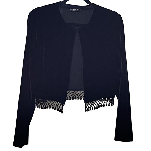 Kurtz Black Velvet Maxi Dress 2 PC SZ 8 Formal Timeless Cropped Jacket Glam - Picture 6 of 14